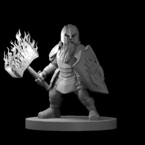 Dwarf Male Cleric with Flaming Hammer