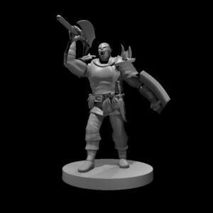 Half Orc Barbarian with Battle Axe and Tower Shield