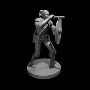Half Orc Female Bard with Gong and blowgun