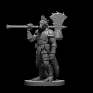 Silver Dragonborn War Cleric with Axe Maul