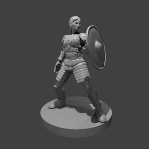 Female Human Cleric Shield and Studded Leather